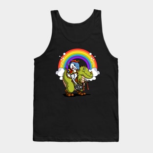 Shark Pirate Riding T-Rex Dinosaur Tank Top